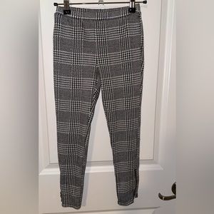 Wonder Nation Girls Pants Size M 7/8 Black White Sparkly Plaid Stretch Waist